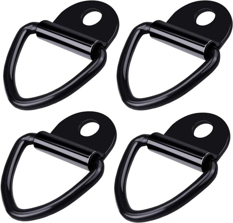 Set mit 4 D-Ringen – robuster Edelstahl – für Anhänger, LKWs, Räder, Boote – Schwarz - Shining House