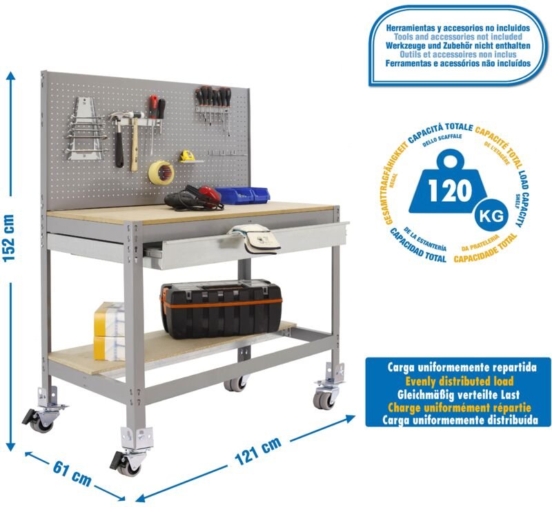 Simonrack Bt2 Box 1200 Grau Holz Werkbank