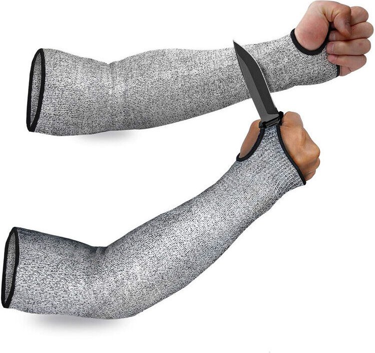 Aiperq - Schnittfeste Strickärmel, Schutzstufe 5, schnittfeste Sicherheitsarmstulpen mit Daumenschlitz helfen, Schrammen...