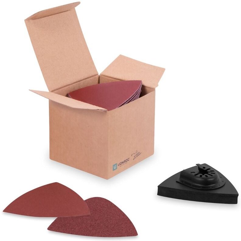 Schleifpapier & Schleifpapier Dreieckschleifer - 80/82mm - 50 Blätter mit Körnung 60, 80, 100, 120 und 140 - Universal