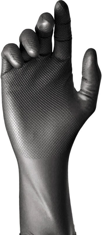 Juba - Schachtel mit 50 Einmalhandschuhen aus schwarzem Nitril, puderfrei, Größe 9