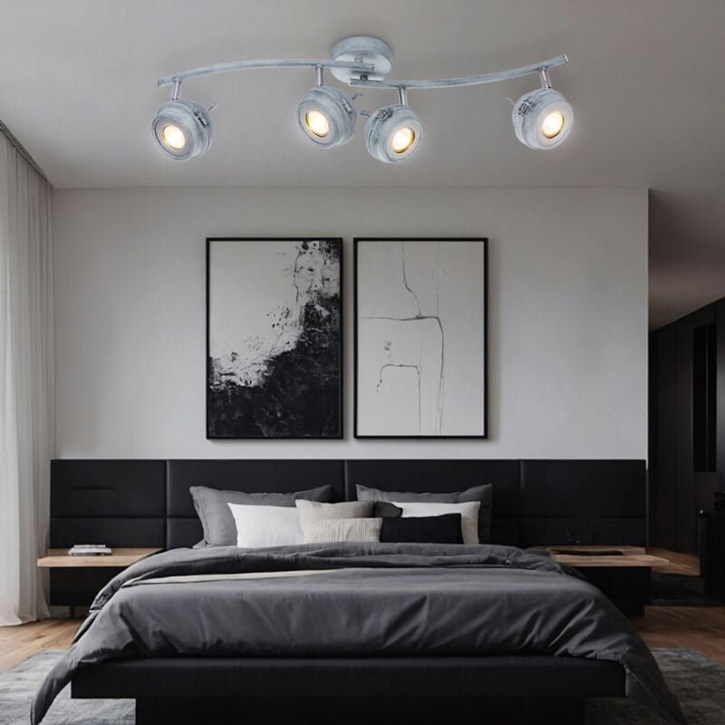 Thumbnail - Globo Lighting - led Deckenleuchte 4 flammig Wohnzimmerleuchte Deckenlampe Spotleiste, Strahler verstellbar, Metall grau...