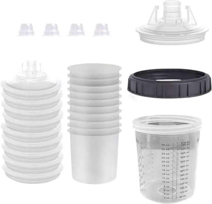 810 ml Sichttank, Hartbecher mit Skala und Halterdeckel für Gunfiltrationssystem, 4 Verschlussstopfen