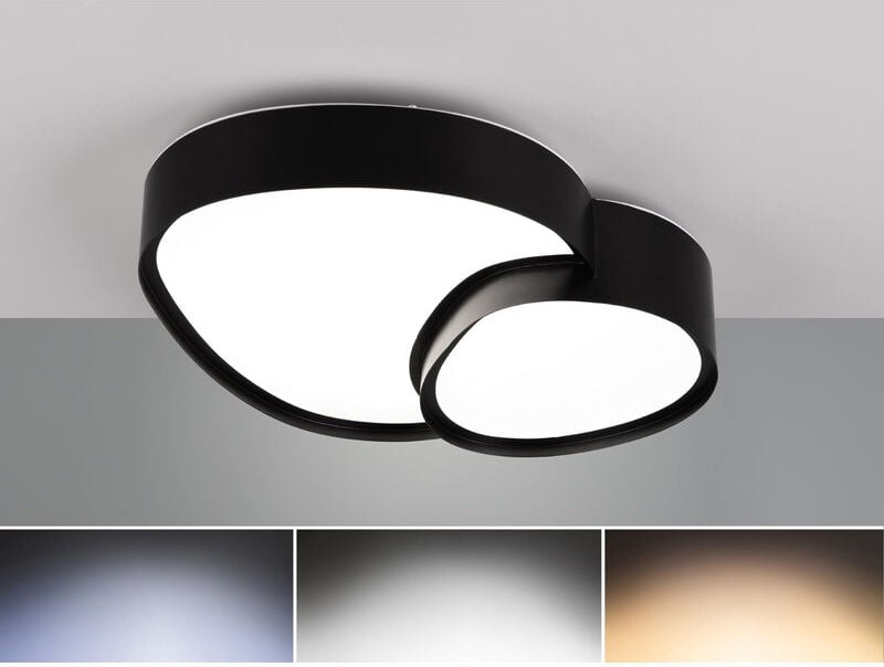 Trio Leuchten - led Deckenleuchte rise mit Fernbedienung dimmbar Schwarz, Breite 43,5cm