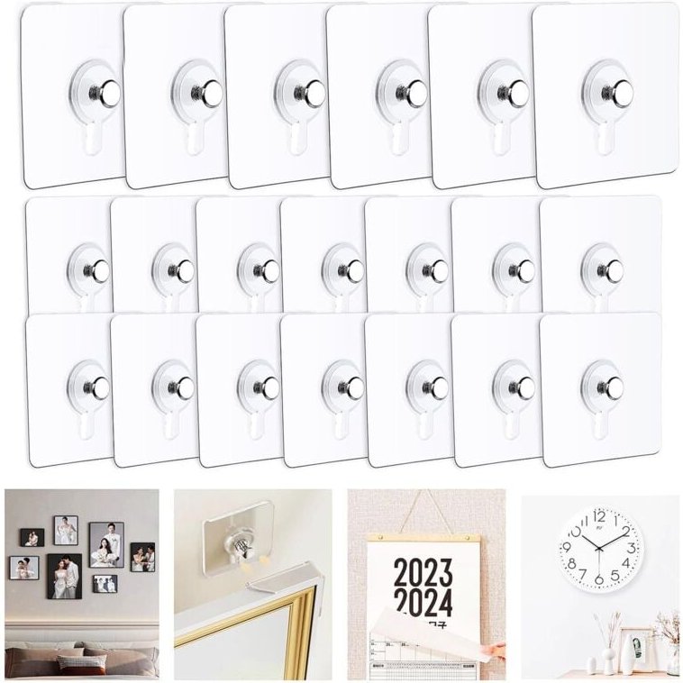 Wandmontage ohne Bohren, 20 Stück Bildaufhänger ohne Bohren, Bildaufhänger Lasche, Rahmenaufhänger ohne Bohren, Rahmenbe...