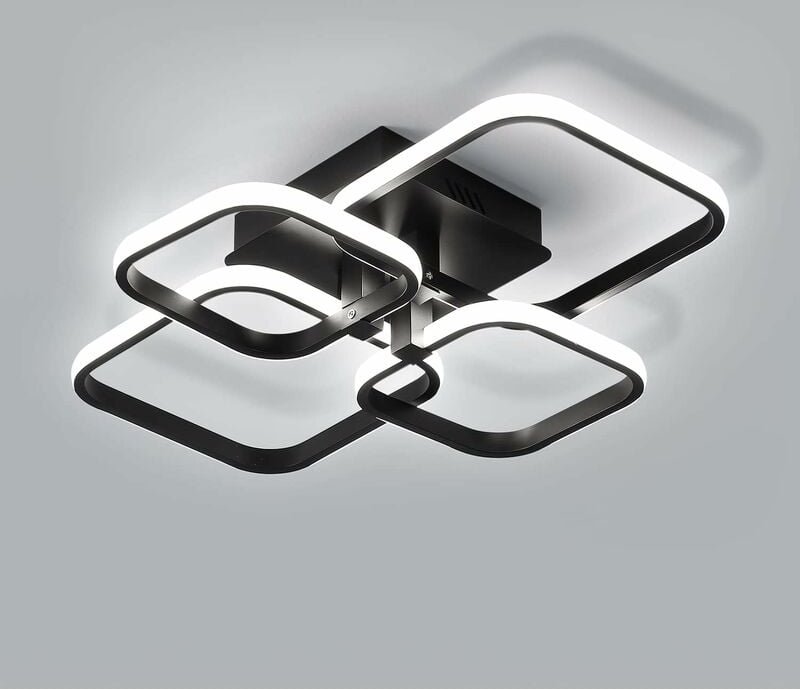 Comely - 60W led Deckenleuchte, Moderne 6000K led Deckenleuchte mit 4 quadratischen modernen schwarzen Rechteck Design D...