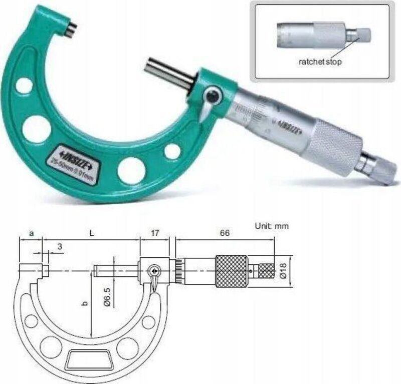 Insize 3203-100A Mikrometer Präzision 5 µm 75-100 mm