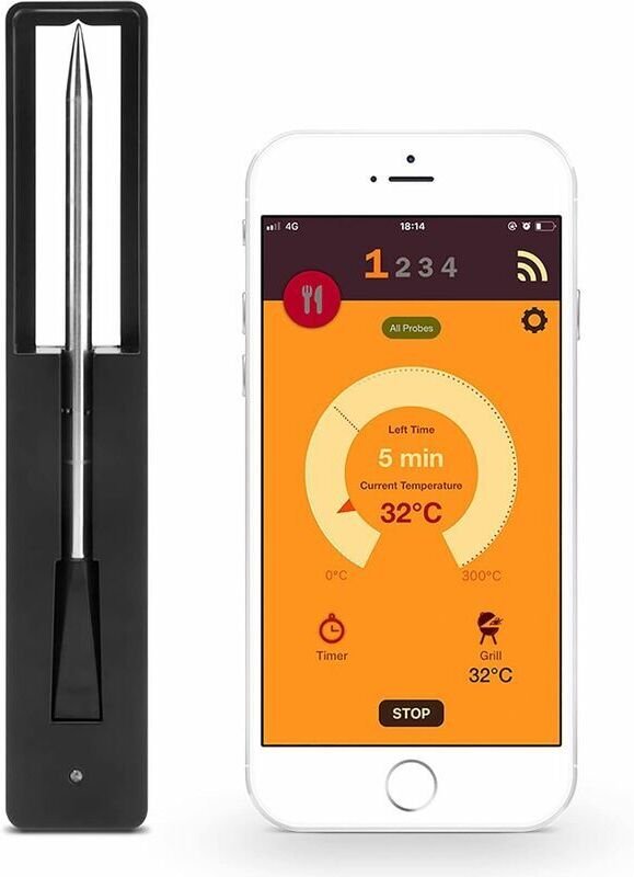 Gabrielle 100 % kabelloser Kochfühler, vernetztes Fleischthermometer, Backofen, Temperaturregelung, große Reichweite, Wi...
