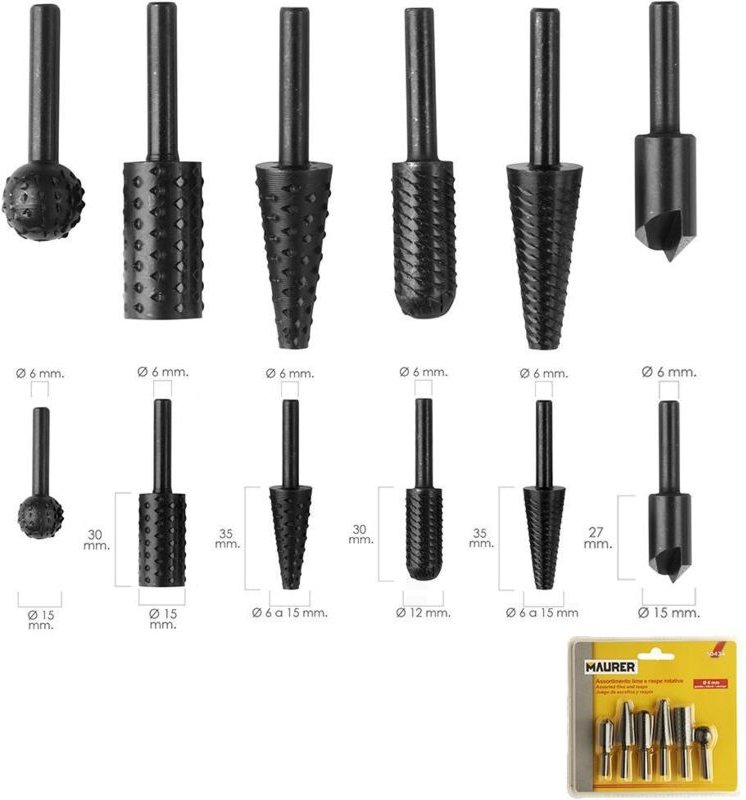 Set Rotationsfräser für Metall und Holz 6-teilig für Bohrer/Fräser