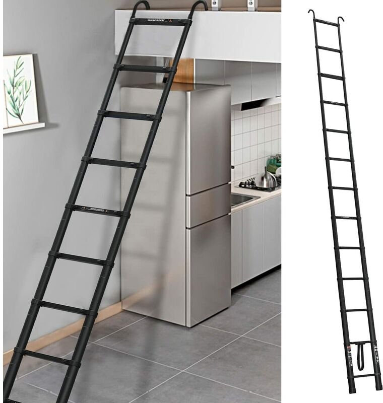 5m/16,5 FT Teleskop-Klappleitern aus Aluminium EN131-Zertifikat Mehrzweck-Trittleiter Teleskop-Auszugsleiter Tragbare Al...