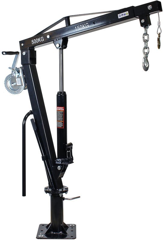 Wiltec - Pickup Kran Ladekran bis 1810 mm Höhe, 500 kg Traglast und 360° Drehkranz, Seilwinde, massiver Standfuß zur Bod...