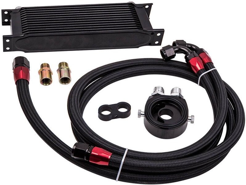 13 Reihen Ölkühler Kit Schläuche Black Edition AN10 Turbo für Audi bmw neulkühler Set 13 Reihen lkühler Kit Schluche AN1...