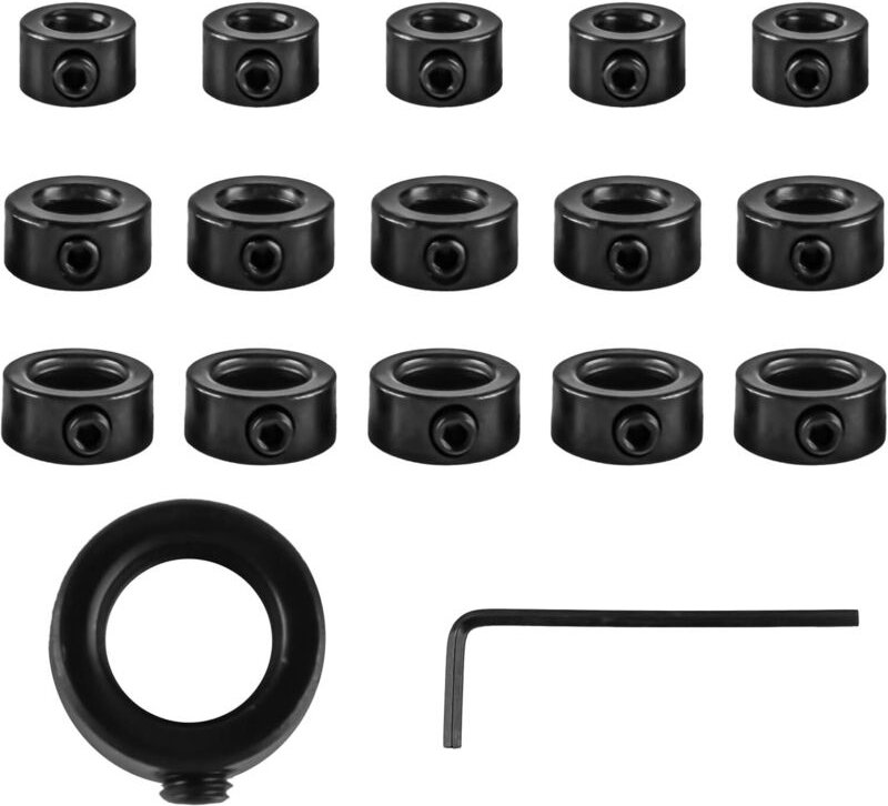 Set mit 15 Tiefenanschlagringen (6 mm, 8 mm, 10 mm) für Bohrer.