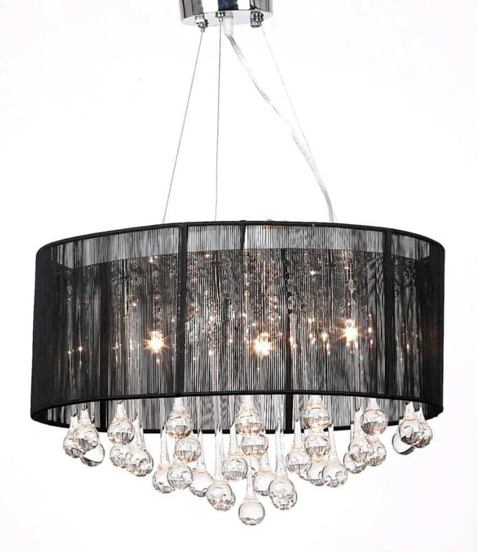 Kristall Kronleuchter mit 85 echten Glas Kristallen schwarz Vidaxl