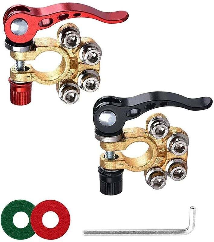 Batterieklemmen, 2-teilige Batterieklemmen, Plus- und Minuspol für Autobatterien, Batterieklemmen mit Inbusschlüssel, Ba...