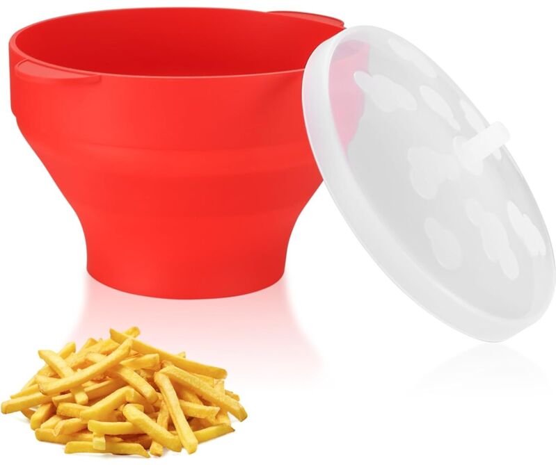 Ölfreie Silikonschüssel für Mikrowellen-Popcorn mit faltbarem Deckel, BPA-frei, ideal für die Zubereitung von Popcorn zu...
