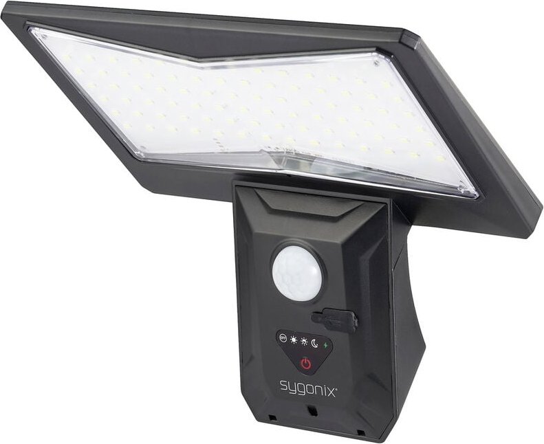 SY-5626570 Solar-Außenwandleuchte mit Bewegungsmelder led led fest eingebaut 6 w Schwarz - Sygonix