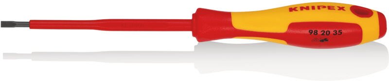 98 20 35 Schraubendreher für Schlitzschrauben isolierender Mehrkomponenten-Griff, VDE-geprüft brüniert 202 mm