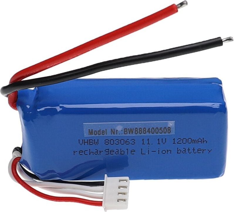Vhbw - Akku für Modellbau z.B. Racing Car, Helikopter, Flugzeug (1200mAh, 11,1V, Li-Polymer, 75 x 37 x 21 mm)