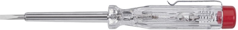 Thumbnail - Toolland - Wiha Spannungsprüfer 220-250 Volt Schlitz transparent, mit Ansteckclip in Blister 3,0 mm (32201)
