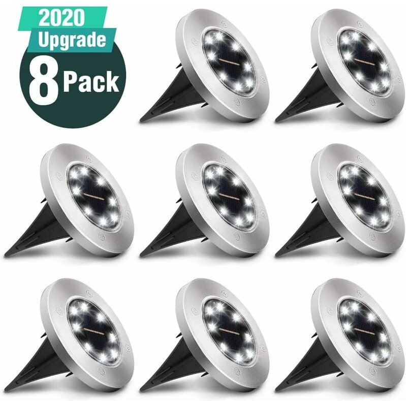 8er-Pack Solarlampen für den Außenbereich, Solarleuchte für den Bodengarten, wasserdichte IP65-Beleuchtung, 8 kaltweiße ...