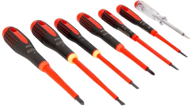 Bahco Satz gemäß VDE isolierte ERGO-Schraubendreher mit 3-Komponenten-Griff für Schlitz- und Phillips-Schrauben - 7-tlg.