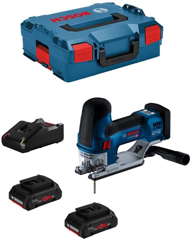 Bosch Akku-Stichsäge gst 18V-155 sc, 2 Akku Akku ProCORE18V 4.0Ah, Ladg. u. l-boxx