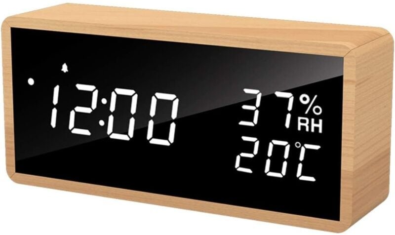 Thumbnail - Linghhang - Digitaler Wecker aus Holz, elektronischer Wecker mit Alarmeinstellungen, digitale Uhr mit Stromversorgung üb...