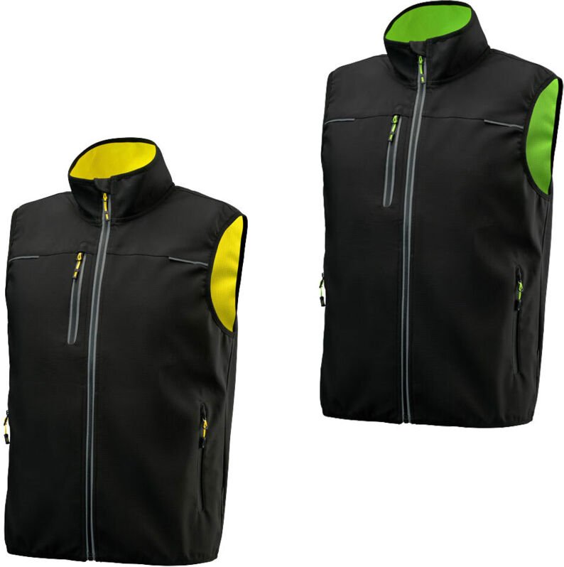 Schwarze Tennessee-Arbeitsweste mit mehreren Taschen - M - Schwarz / Gelb