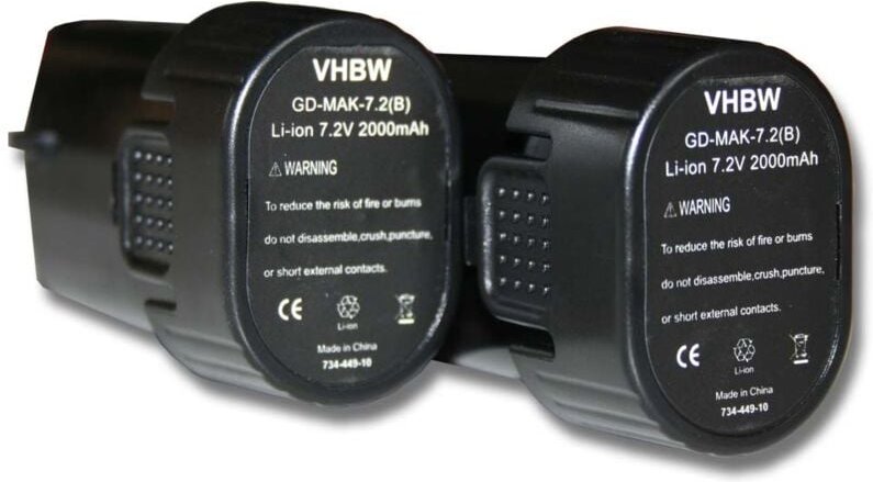 Thumbnail - Vhbw - 2x Akku kompatibel mit Makita TD021, TD020D, TD020DSE, TD020DS, TD020DSW, TD020DSEW, TD020DW Werkzeug (2000 mAh, ...