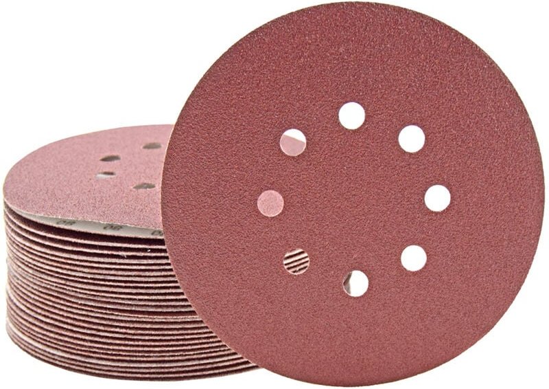 Fox Klett-Schleifscheiben, 150 mm, 8-Loch, f. Exzenterschleifer, Normalkorund (50 Stk.) K120 - Miotools