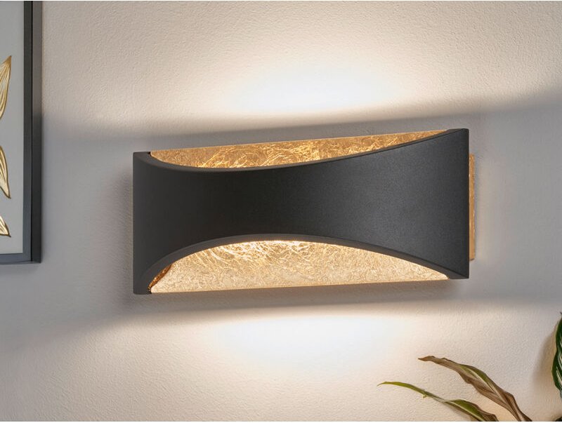 Thumbnail - Led Updown Wandleuchte rio Schwarz Gold, Breite 22,5cm