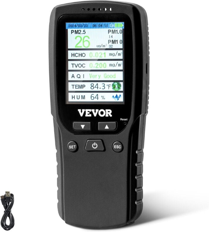 Luftqualitätsmonitor 8-IN-1, professioneller Partikelzähler PM2.5 PM10 PM1.0, Formaldehyd, Temperatur, Luftfeuchtigkeit,...