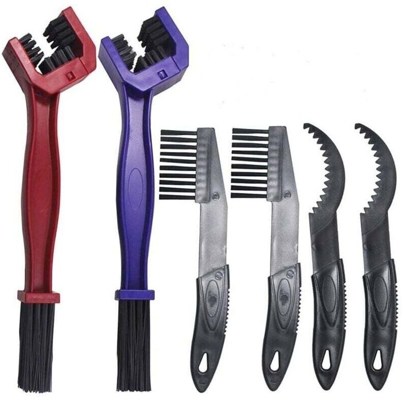 6-teiliges Motorrad-/Fahrradketten-Reinigungsbürsten-Set, Reinigungsbürste für Mountainbike- und Motorradketten