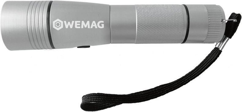 Led Taschenlampe 140x30x30mm 120 lumen 170 Gramm mit 3 Batterien aaa - Wemag