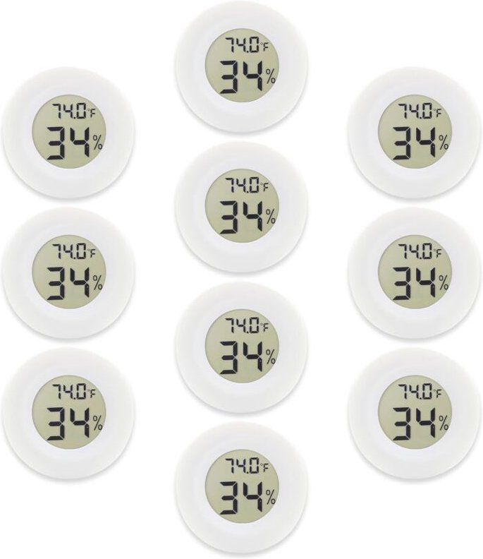 10er-Pack Mini-Digitalthermometer-Hygrometer mit LCD-Display für Gewächshaus, Garten, Keller, Kühlschrank und Einmachgla...