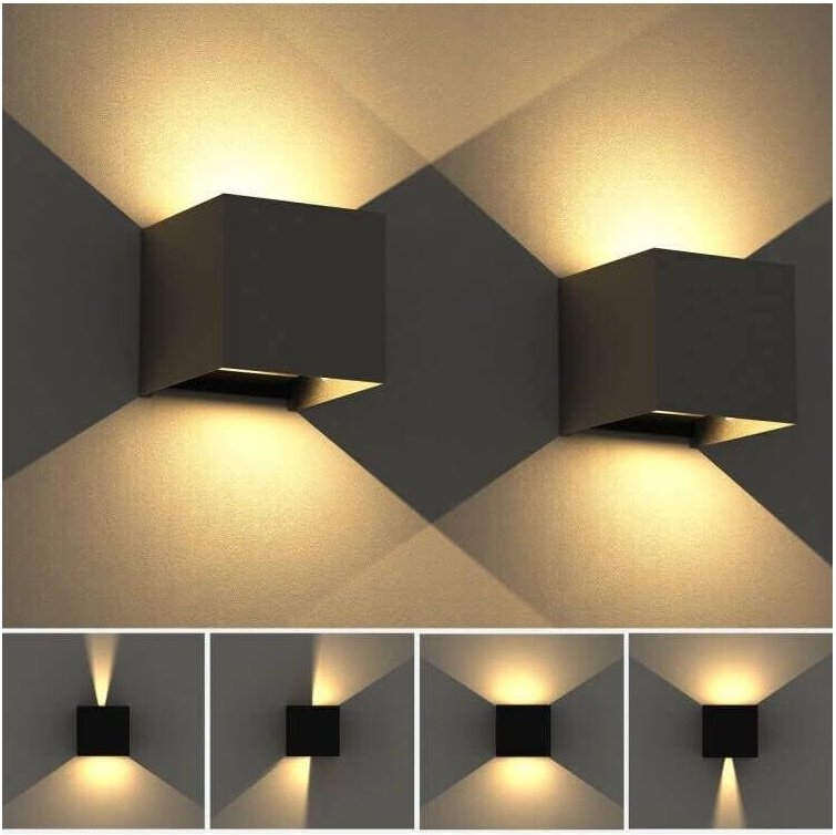 12 w LED-Außenwandleuchte 10 x 10 x 10 cm, mit verstellbarem Abstrahlwinkel, Innenbeleuchtung, Schwarz für Wohnzimmer, G...