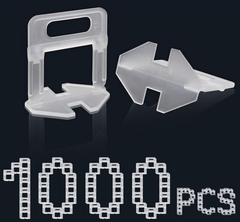 Fliesen Nivelliersystem 1000 Stück Laschen Zuglaschen 1,5 mm Fugenbreite, Fliesen Höhe 3-15mm Fliesenverlegehilfe (1000 ...