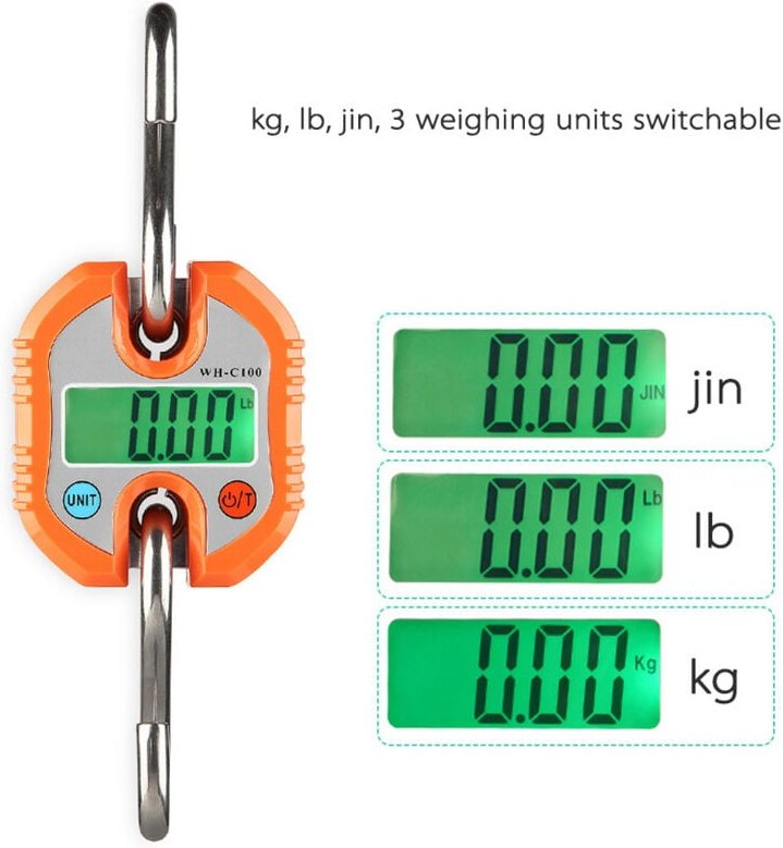 Eosnow Mini Tragbare elektronische Skala Digitales Gepäckfisch mit Nullverfolgung und Taresfunktion 150 kg Doppel-Reichw...