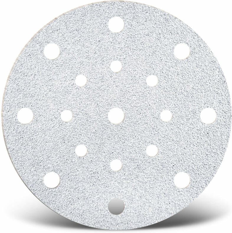 White Klett-Schleifscheiben, 150 mm, 17-Loch, f. Exzenterschleifer, Normalkorund (50 Stk.) K150 - Menzer