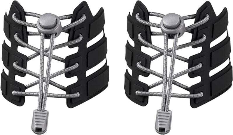 Paar elastische Schnürsenkel ohne Schnürsenkel. Kinder und Erwachsene müssen ihre Schnürsenkel nicht binden.