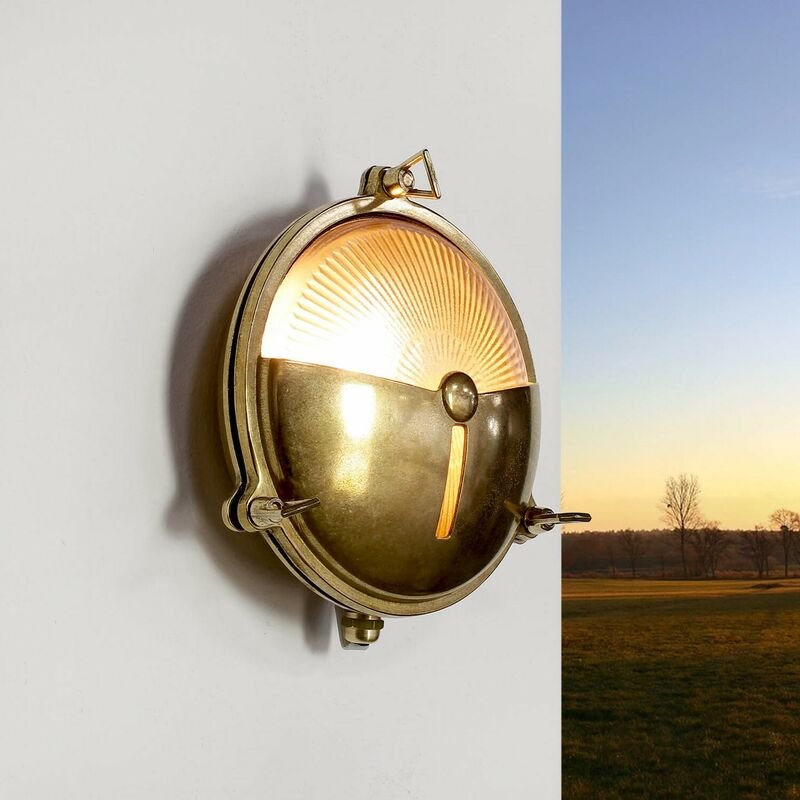 Licht-erlebnisse - Wandleuchte Außen karpahtos aus Messing Maritim