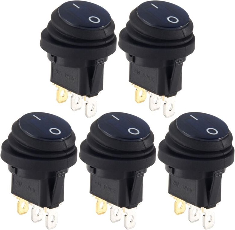 5 Stueck 12V 20A wasserdichte Runde ein / aus Wippschalter Auto Boot spst