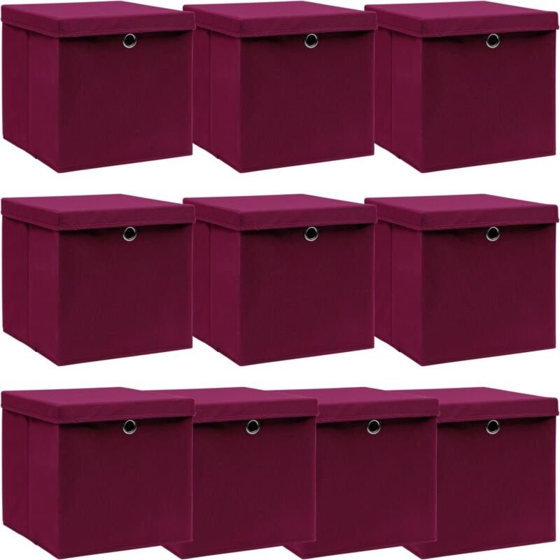 Aufbewahrungsboxen mit Deckeln 10 Stk. Dunkelrot 32x32x32cm Vidaxl 512204