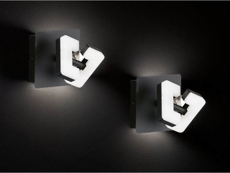 Meinewunschleuchte - 2er set led Spot Wandstrahler Schwarz mit Schalter, Breite 11cm