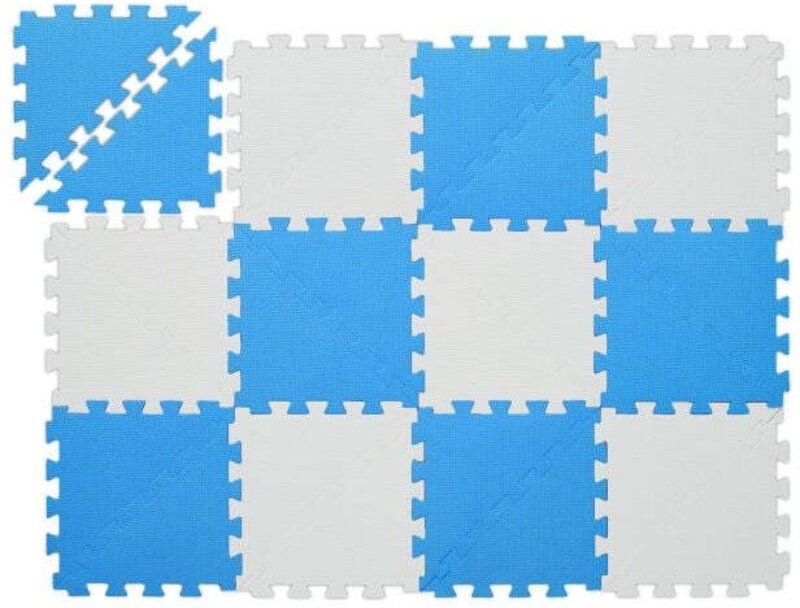 Puzzlematte blau wei