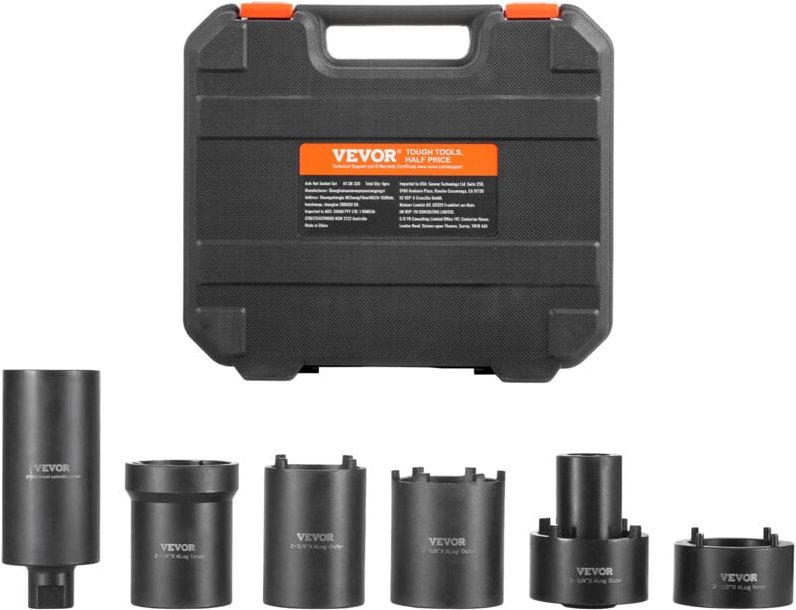 Spindelmutter-Steckschlüsselsatz 12,7 mm Antrieb, 6-teiliger Achsnabenmutter-Steckschlüsselsatz mit Aufbewahrungskoffer,