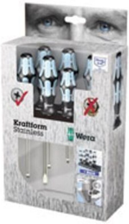 3334/3350/3355/6 Schraubendrehersatz, Edelstahl + Rack, 6-teilig - Wera