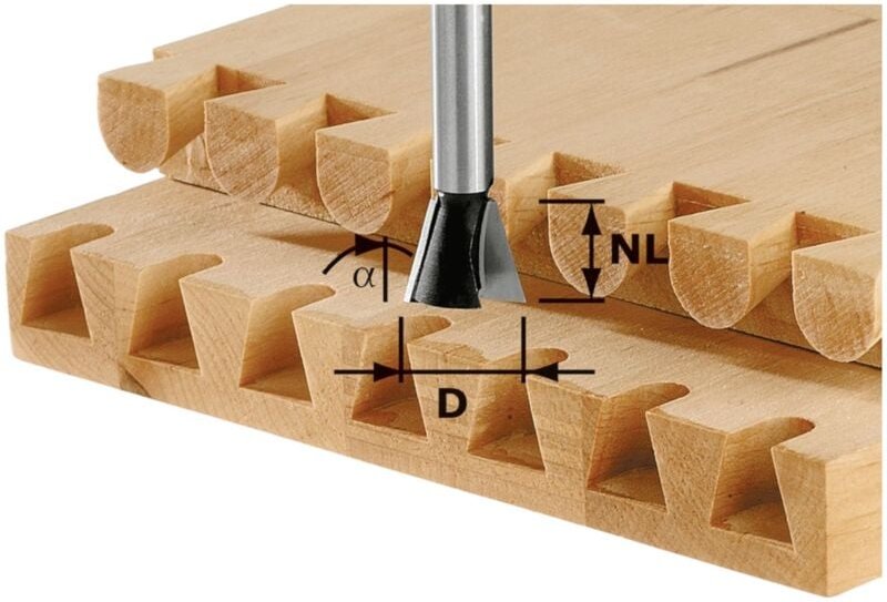 Hw S8 D20/17/15° Grat- Zinkenfräser 20 x 17 x 49 x 8 mm 15° ( 490996 ) für Oberfräsen - Festool