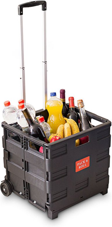 Relaxdays - Einkaufstrolley, Klappbar, Einkaufsroller bis 35 kg, Verstellbarer Griff, Mit Rollen, hbt: ca. 100 x 42 x 37...